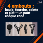 Les 4 embouts : boule, fourche, pointe et plat